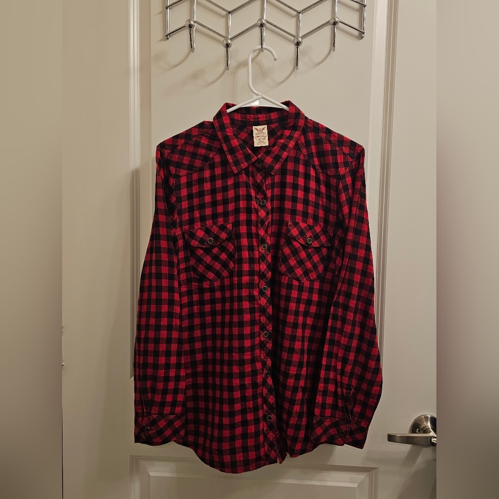 Faded Glory Classic Red & Black Flannel